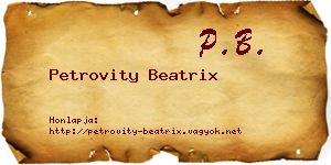 Petrovity Beatrix névjegykártya